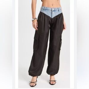 NWT Blank NYC Pleated Denim Waist Cargo Pants